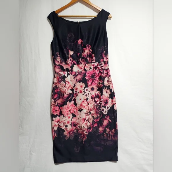 knee length dresses for ladies Blossom Floral Print Midi Dress